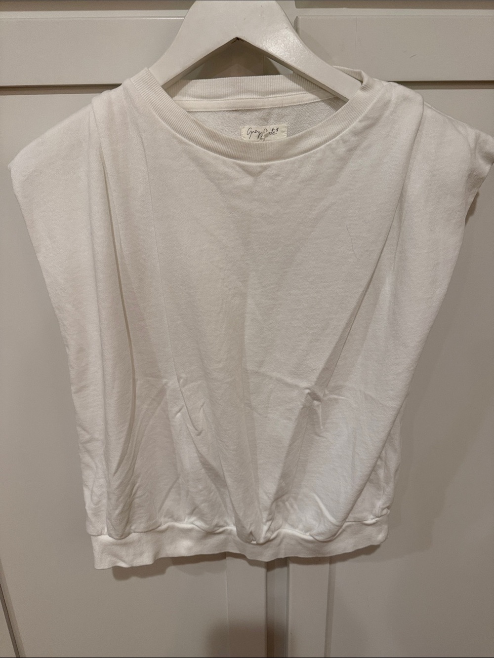 Grey State White Relaxed Crewneck Tank